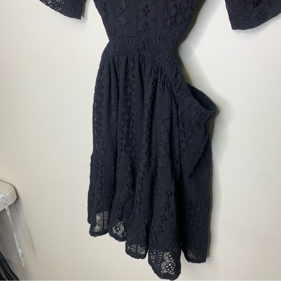 SALT WATER LUXE Black Eyelet Boho Chic Nova Mini Dress Size XS - Picture 4 of 14